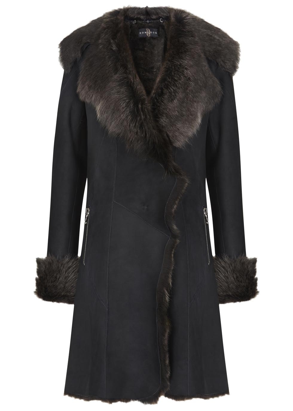 Black toscana shearling coat